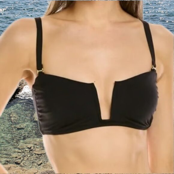 Andie Swim The Cartagena Top Black Eco Nylon Size Small - Picture 1 of 6